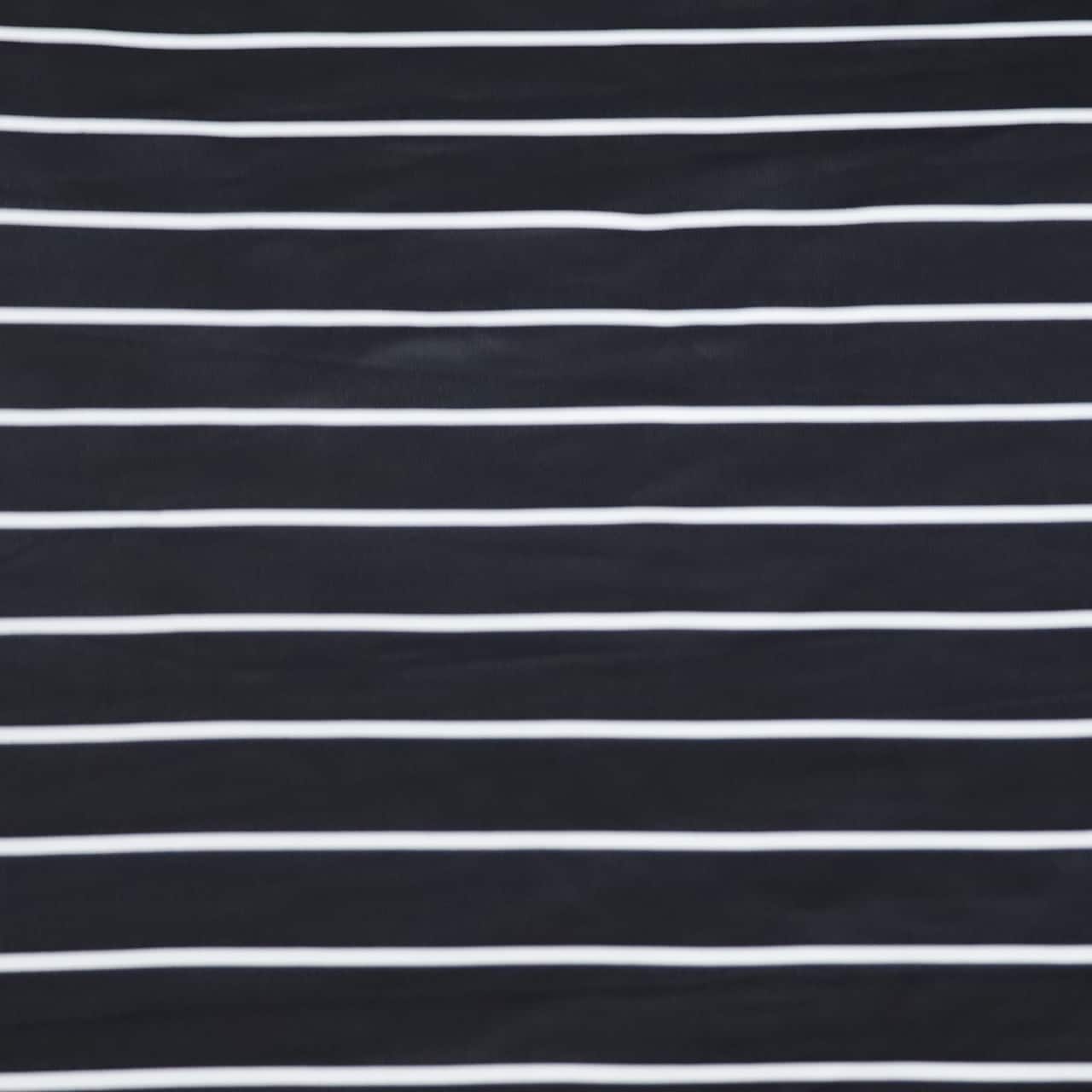 Fabric Merchants White Stripes on Black Double Brushed 4-Way Stretch Fabric